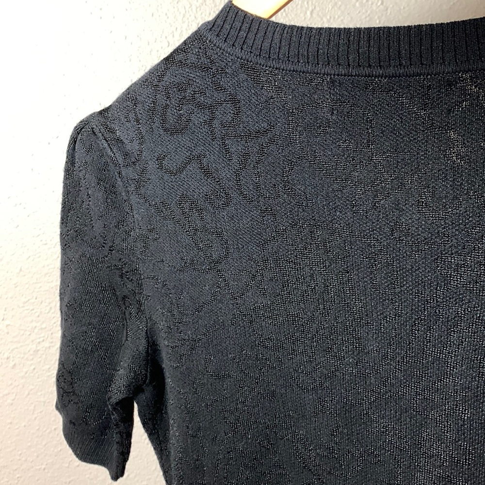 Vintage Jones N.Y. black shirt sleeve cardigan textured knit design cottagecore - Picture 13 of 14